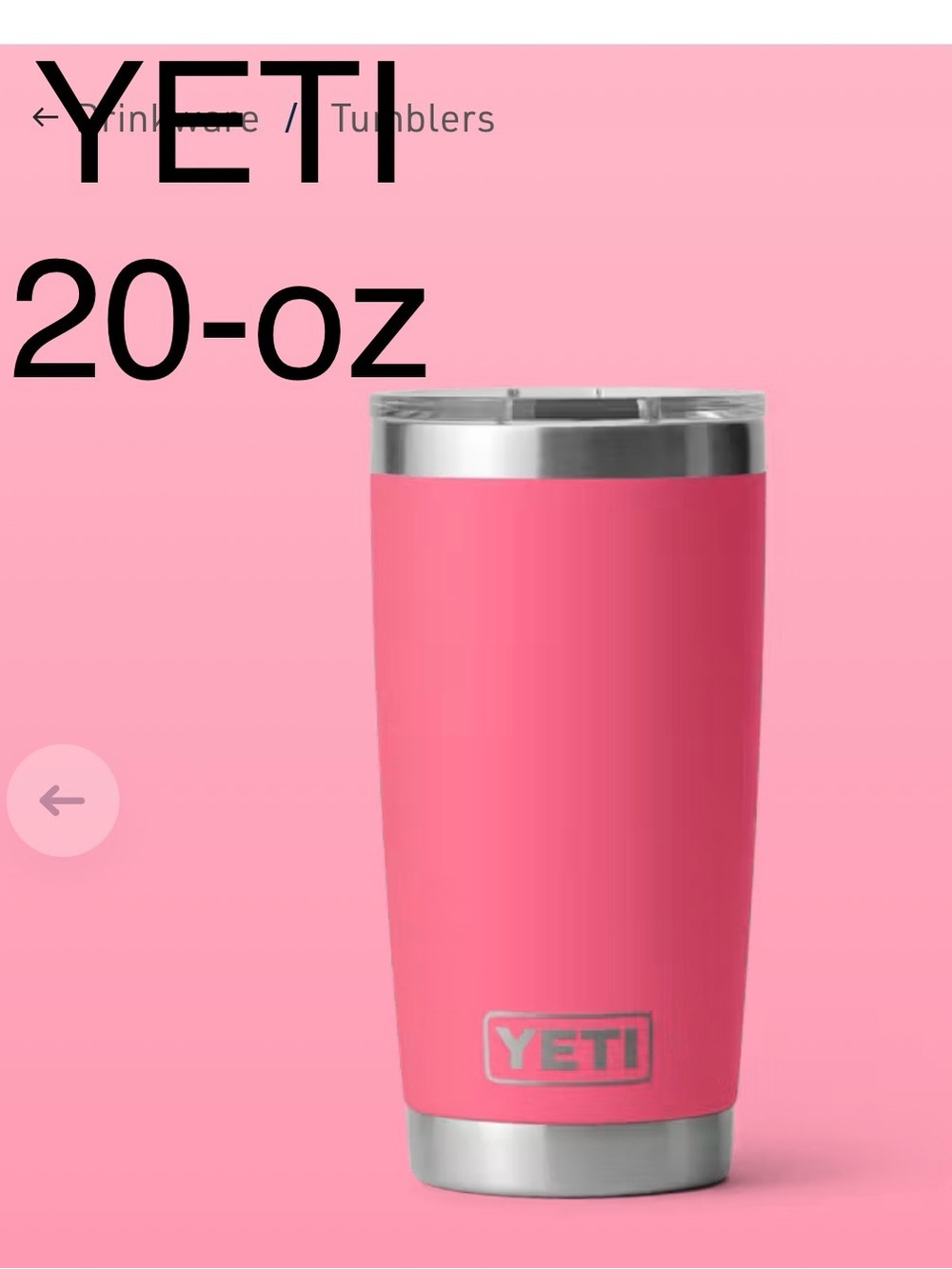 Yeti Rambler 20 oz Tumbler in Hot Pink